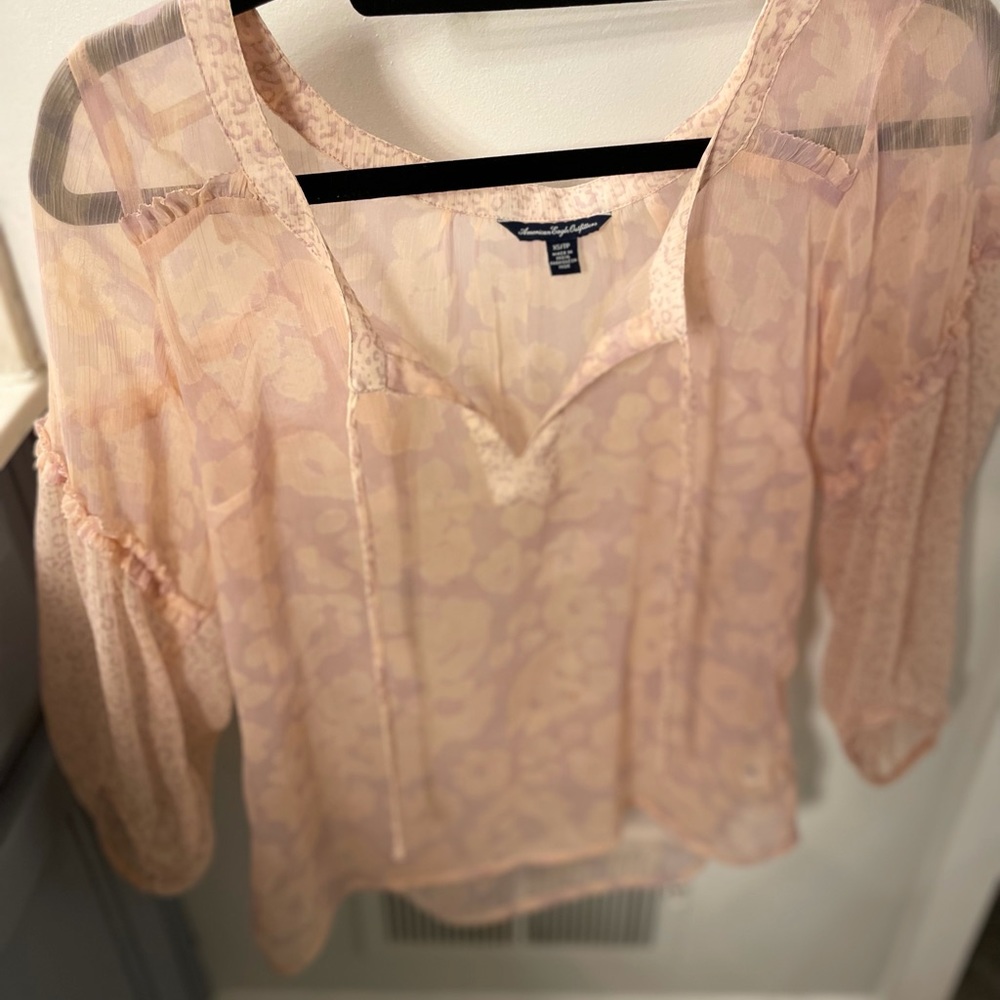 Pink sheer blouse